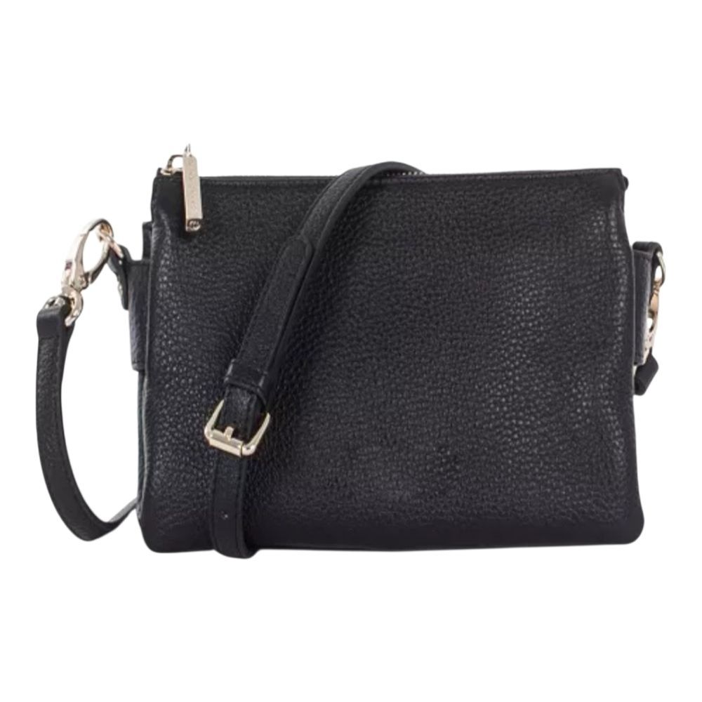 Celine Dion Adagio Pebbled Leather Crossbody Bag Black Purse